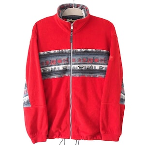Vintage SALEWA Fleece Sweater Full Zip Size M red ski jumper outdoor