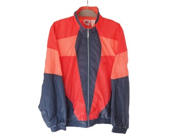 Buy Vintage 80s Colorblock Track Jacket: Retro XL Sportswear