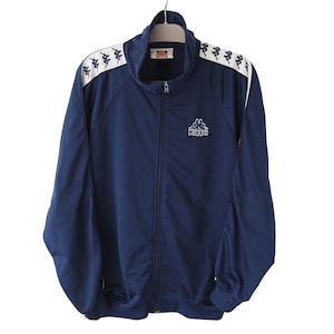 Vintage KAPPA Track Jacket Full Zip Size L blue 90s sleeve logo sport style