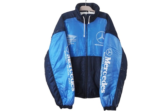 Vintage MERCEDES-BENZ Jacket Full Zip Size XXL Racing Blue 90s - Etsy