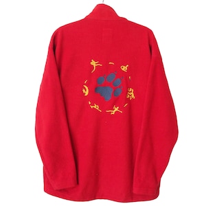 Vintage JACK WOLFSKIN Fleece Sweater 1/4 Zip Size XL red big logo
