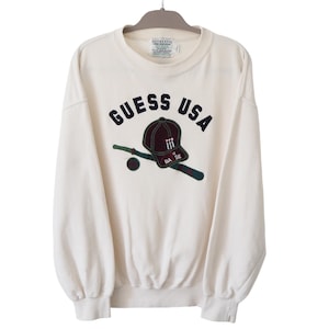 Vintage Guess USA Sweatshirt Crewneck 90s Baseball Logo Oversized Size L/XL Jumper Pullover Sport Style