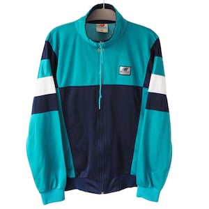 Vintage NEW BALANCE Track Jacket Full Zip Size L blue 90s sport windbreaker