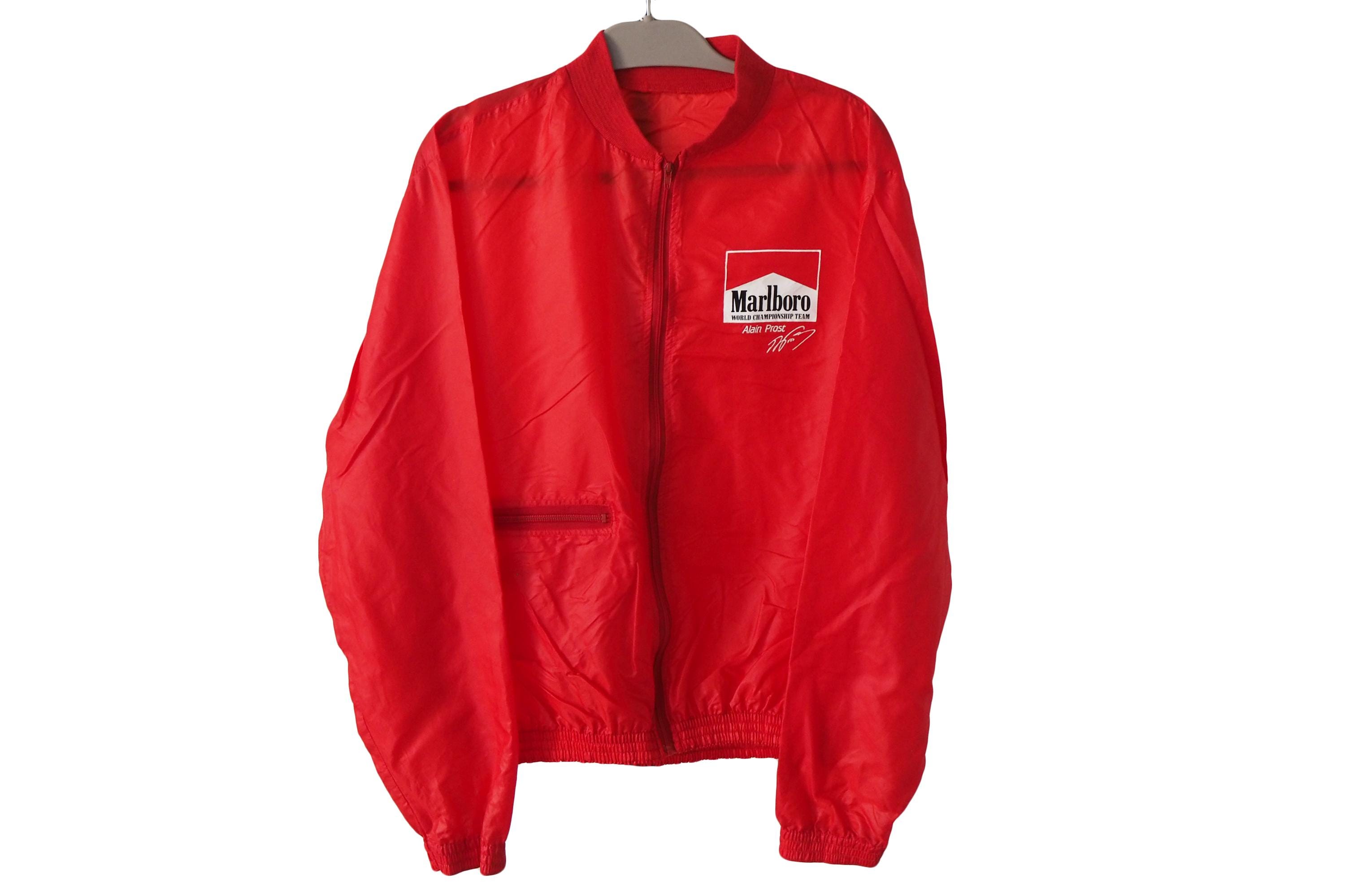 Vintage MARLBORO Alain Prost Jacket Full Zip Light Wear Size M Red