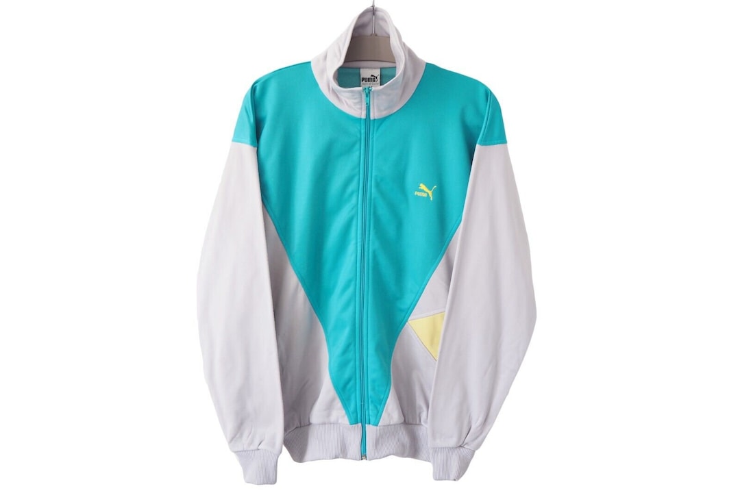Vintage PUMA Track Jacket Full Zip Size L Blue/gray 90s Classic