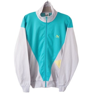 Vintage PUMA Track Jacket Full Zip Size L blue/gray 90s classic sport windbreake