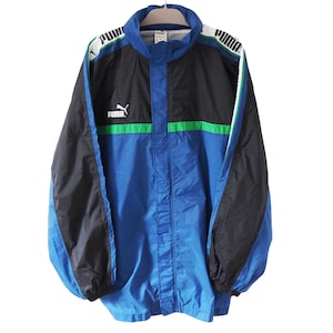 Vintage PUMA Jacket Full Sleeve Logo Size XXL 90s classic sport windbreaker Blue