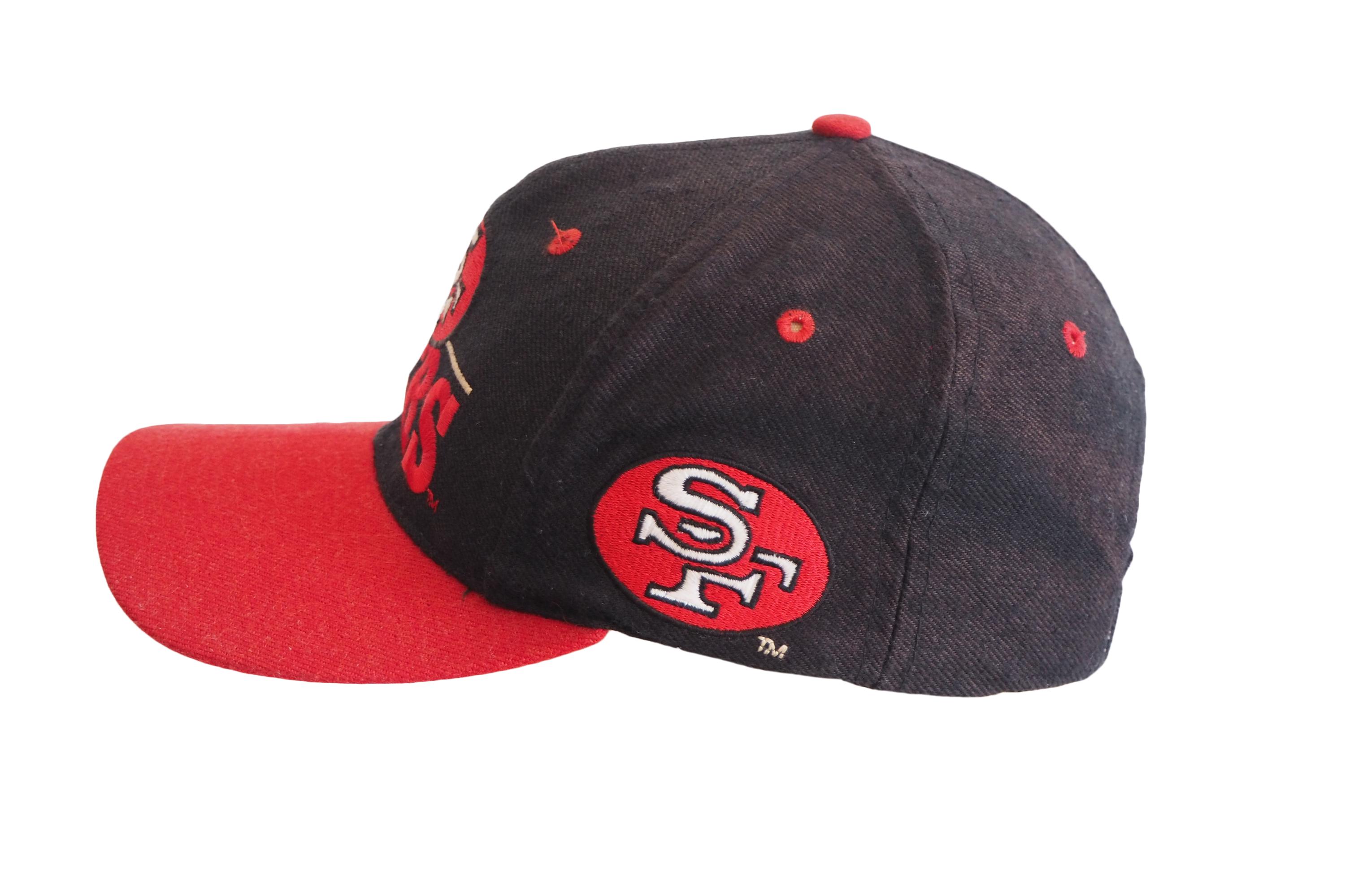 新品:デッド★49ers サンフランシスコ フォーティーナイナーズ ハット 90s OLD 帽子 NFL アメフト アメリカンフットボール 1点物◇ニューエラNFLサンフランシスコ49ERSロゴ刺繍ツートン