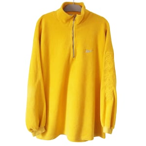 Vintage REEBOK Fleece Sweater 1/4 Zip Size XXL yellow ski jumper outdoor winter 00s retro style trekking mountains pullover