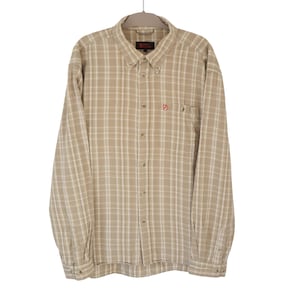 Vintage FJALLRAVEN Shirt Size XXL plaid pattern beige 00s button up outdoor