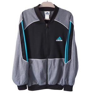 Vintage ADIDAS Track Jacket Full Zip Size M black big logo 90s sport windbreaker light wear style