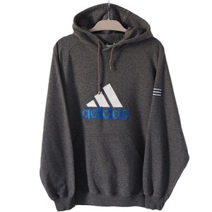 Vintage ADIDAS Hoodie big logo sport jumper Size L gray hooded jumper