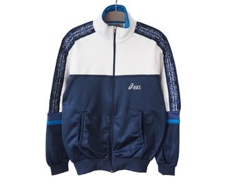 Vintage 90's Asics Track Top Black Medium Jacket Asics