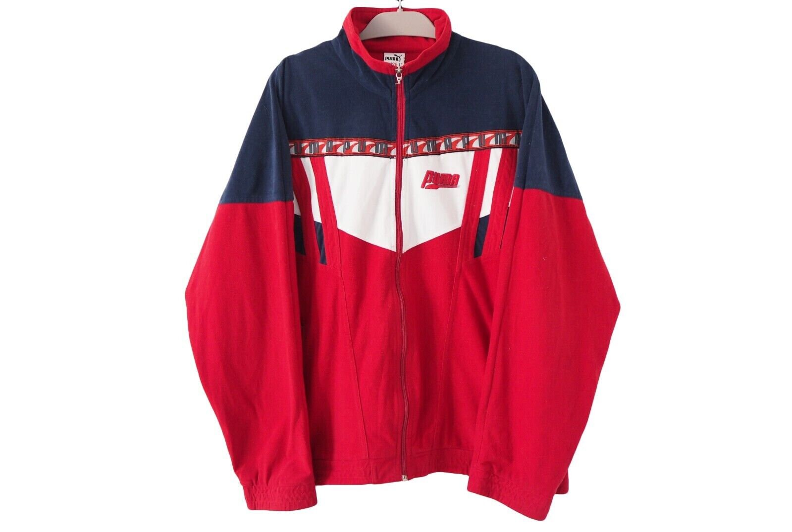 Vintage PUMA Track Jacket Full Zip Size XL Blue/red 90s Soft