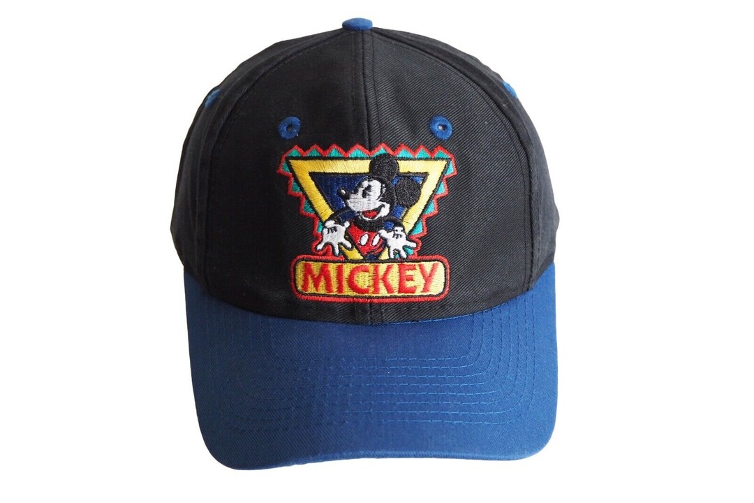 Vintage MICKEY MOUSE Cap Big Logo Black 90s USA Style Disney Cartoon ...