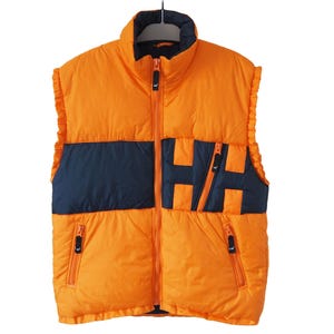 Vintage Helly Hansen Vest Jacket Size L/XL sleeveless orange 90s puffer big logo bright outdoor