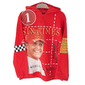 Vintage FERRARI Michael Schumacher Team Hoodie Formula 1 red 90s racing F1 M
