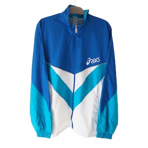 ヴィンテージ ASICS トラックジャケット フルジップ サイズ XL ブルー 90年代 スポーツウェア ウィンドブレーカー