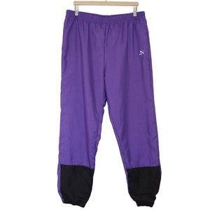 Vintage PUMA Track Pants Size L purple 90s retro sport style training trousers