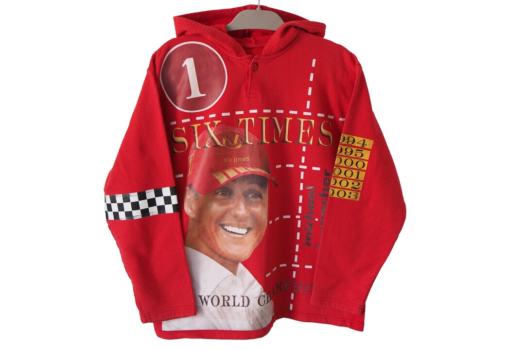 Vintage FERRARI Michael Schumacher F1 Team Hoodie Formula 1 Black 00s