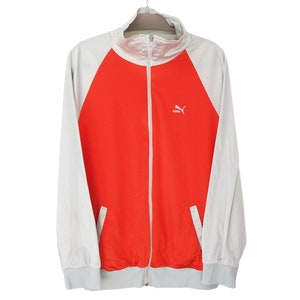 Vintage PUMA Track Jacket Full Zip Size L red/gray 90s classic sport windbreaker
