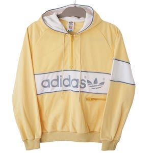 Vintage ADIDAS Hoodie Polyester women&#39;s Size M yellow made in West Germany