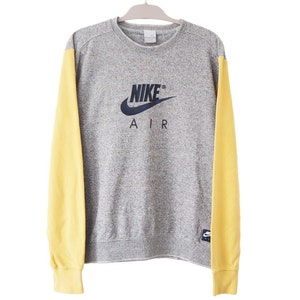 Vintage NIKE Sweatshirt gray / yellow crewneck big logo jumper Size L 00&#39;s