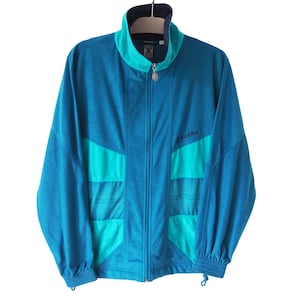 Vintage LOTTO Track Jacket Full Zip Size S 90s sport windbreaker blue tennis