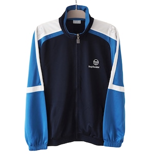Vintage SERGIO TACCHINI Track Jacket Full Zip Tennis Size L 90s sport light wear blue windbreaker