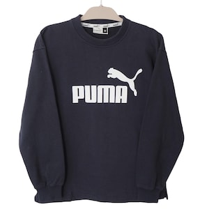 Vintage PUMA Sweatshirt big logo 90s jumper Size M blue crewneck sport style pullover