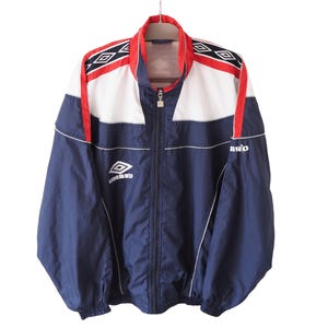 Vintage UMBRO Track Jacket Full Zip Size L blue 90s sport windbreaker