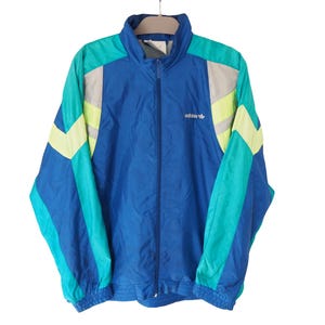 Vintage ADIDAS Track Jacket Full Zip Size M blue 90s sport windbreaker