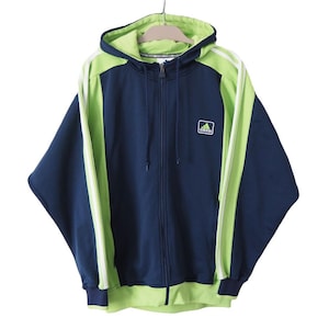 Vintage ADIDAS Hoodie big logo sport jumper Size L navy blue hooded jumper