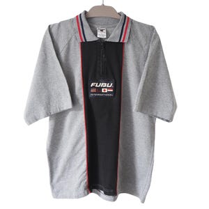Vintage Fubu International T-Shirt Size L gray 90s oversized polo top hip hop style