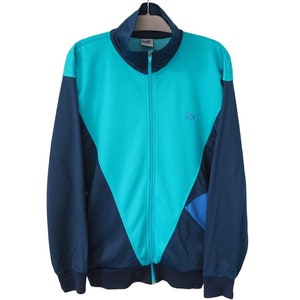 Vintage PUMA Track Jacket Full Zip Size XL blue 90s sport windbreaker