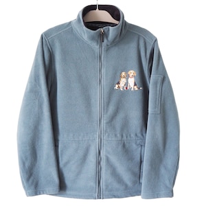 Vintage DOG Embroidery Logo Fleece Sweater Full Zip Size Women&#39;s L jumper blue