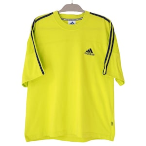 Vintage ADIDAS T-Shirt Size L acid green 90s style small logo oversized