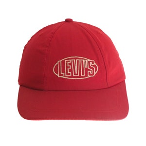 Vintage LEVI&#39;S Cap red 90s sport style USA brand big logo hat made in Taiwan