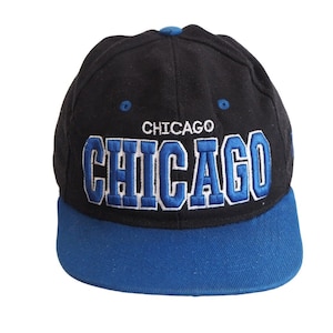 Vintage Chicago Cap 90s blue black big logo USA city sport style hat