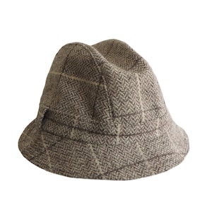 Vintage Country Life Bucket Hat brown wool plaid 90s made in UK