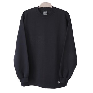 Vintage VERSACE Sweatshirt schwarz Crewneck Big Logo Pullover Größe M 90er Jahre Pullover Luxus Stil Polyester Long Fit Made in Italy