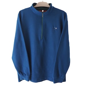 Vintage MAMMUT Fleece 1/4 Zip Sweater Size L blue outdoor ski jumper