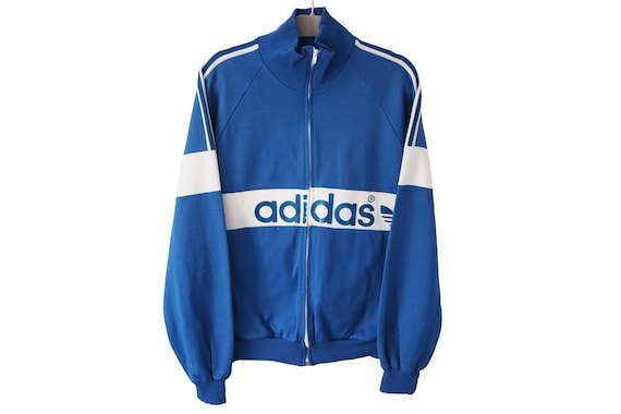 Vintage ADIDAS Track Jacket Full Zip Size L Blue 70s 80s