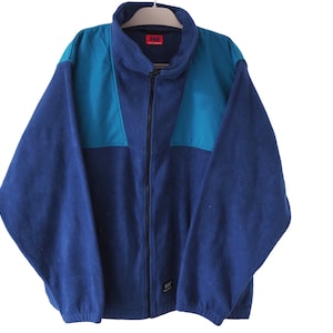 Vintage HELLY HANSEN Fleece Full Zip Sweater Size XXL blue outdoor ski jumper