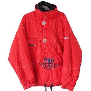 Vintage PRO LINE Ski Anorak Jacket Half Zip Size XL / XXl oversize 90s Pro System red