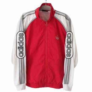 Vintage ADIDAS Track Jacket Full Zip Size L red 90s sport windbreaker