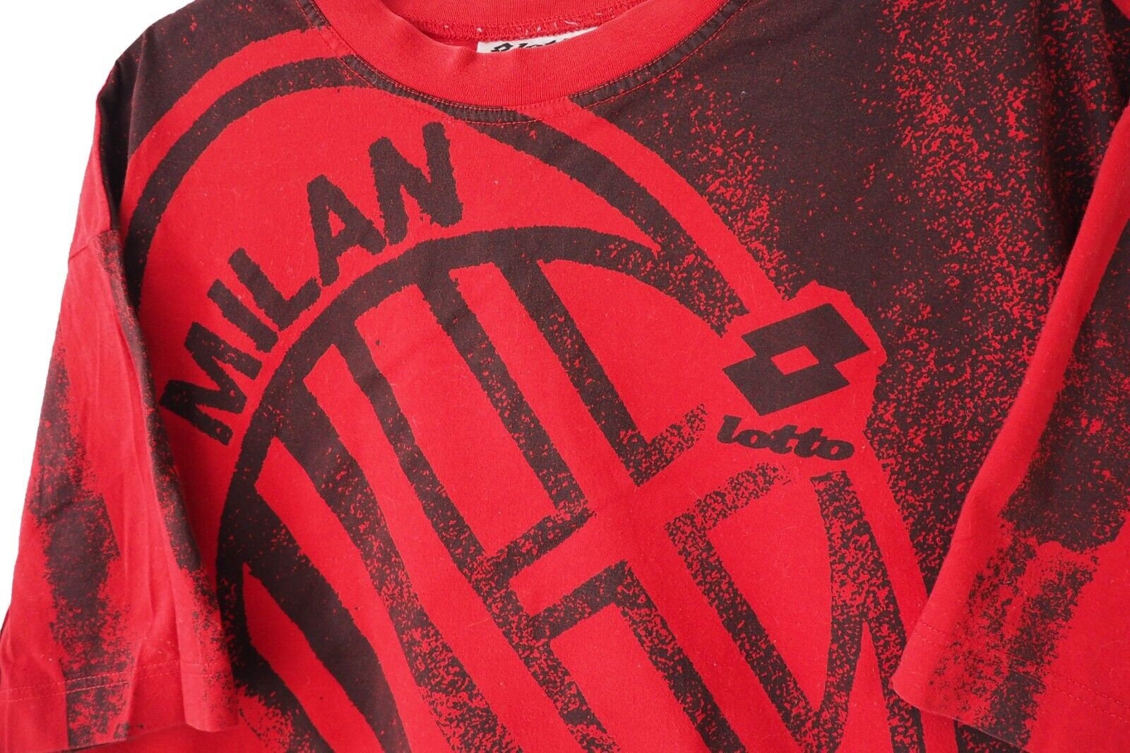 Vintage AC MILAN Lotto T-shirt Size XL Red 90s Football