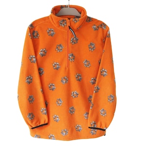 Vintage JACK WOLFSKIN Fleece Sweater 1/4 Zip Size S orange monogram jumper