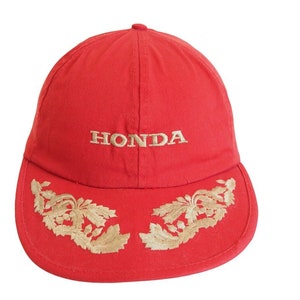 Vintage HONDA Racing Team Cap big logo red 90s Japan race Formula 1 team hat F1