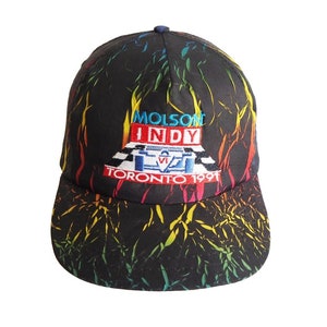 Vintage INDYCAR Molson Toronto 1991 Racing Cap big logo black multicolor hat 90s